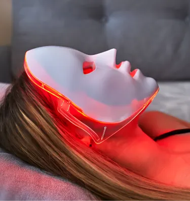 Glokore LED Mask worn hands-free during a light therapy session
