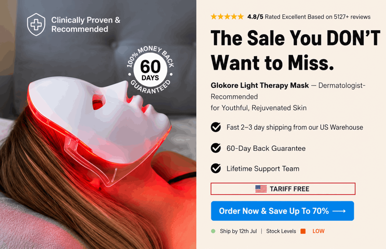 Order Glokore LED Mask — see today's package pricing